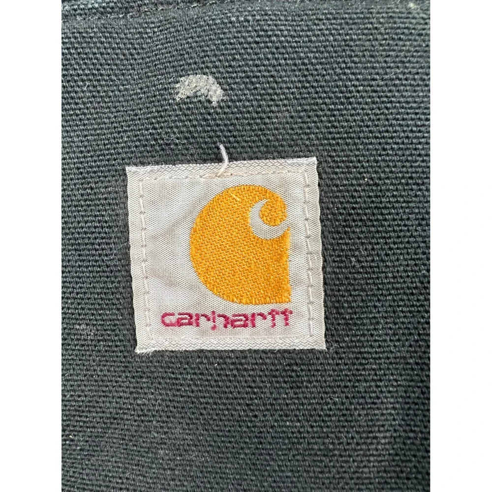 Carhartt V01 Duck Vest Mens 2XL Regular Black Quilt Lined Workwear Graphic Good